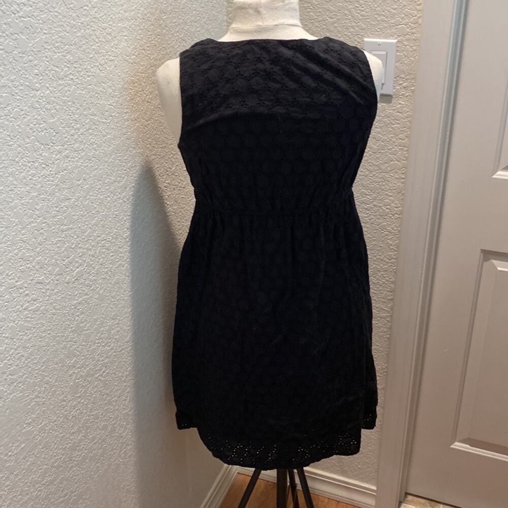 Motherhood Maternity Black Eyelet Sleeveless Midi Dress Sz S Cotton Tiered Hem - Picture 3 of 12